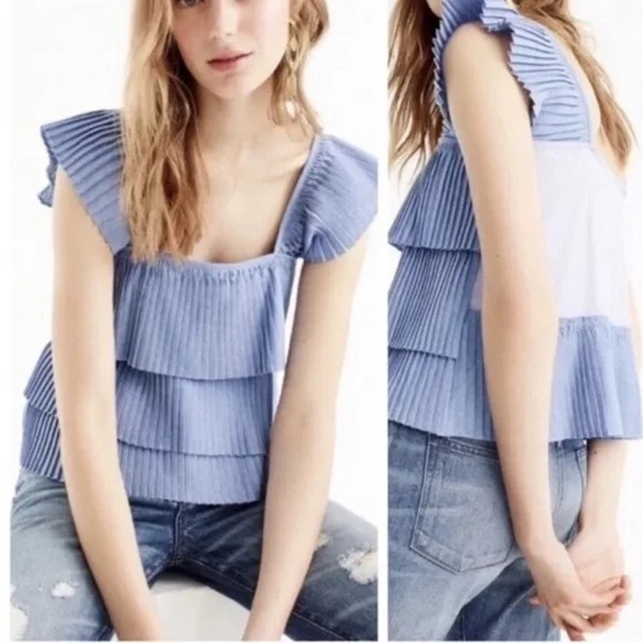 J.Crew | French pleated tier top | size small - Picture 1 of 5